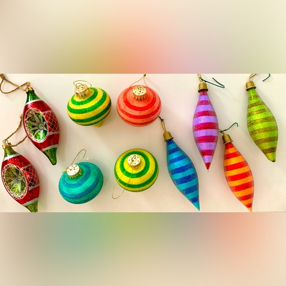 Other - Set of 10 Vintage Blown Glass Christmas Ornaments